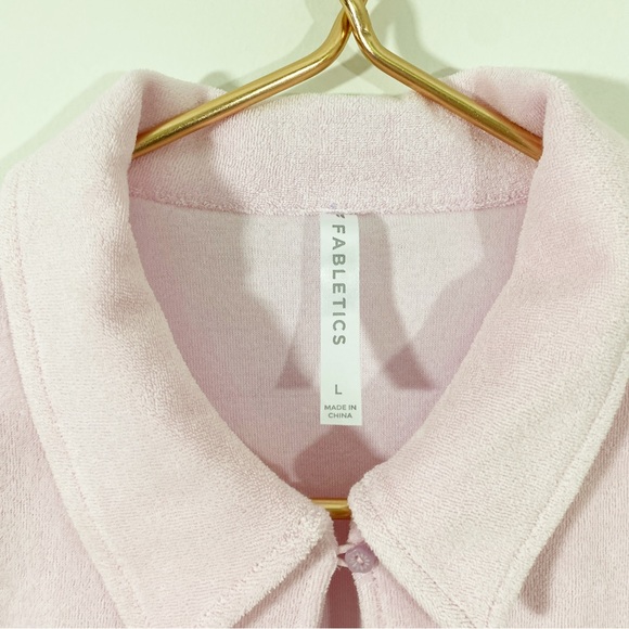 Fabletics‎ Large Terry Cloth Button Down Collared Cropped Shirt - Picture 8 of 10